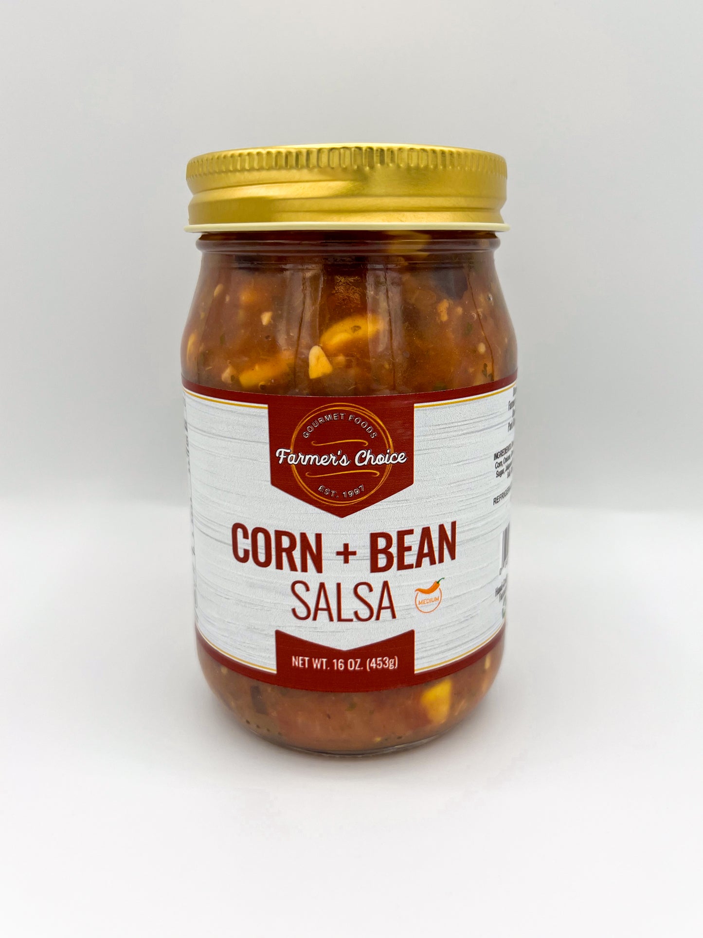 FARMER'S CHOICE 16 OZ MEDIUM BEAN & CORN SALSA