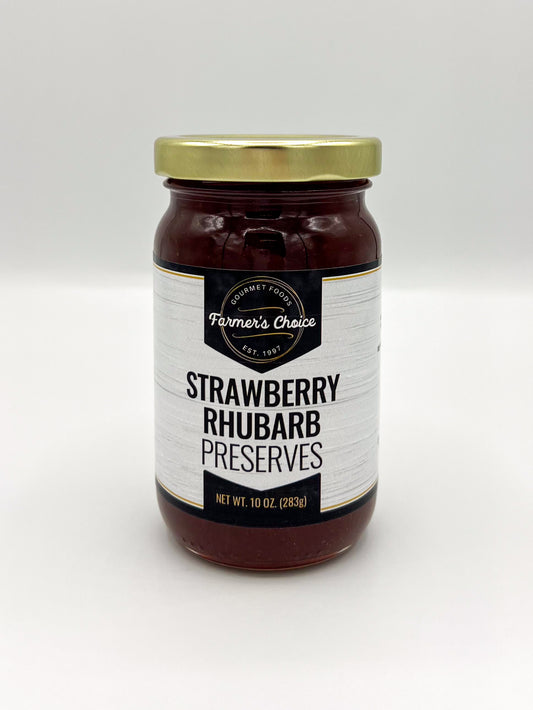 FARMER'S CHOICE 10 OZ STRAWBERRY RHUBARB PRESERVES