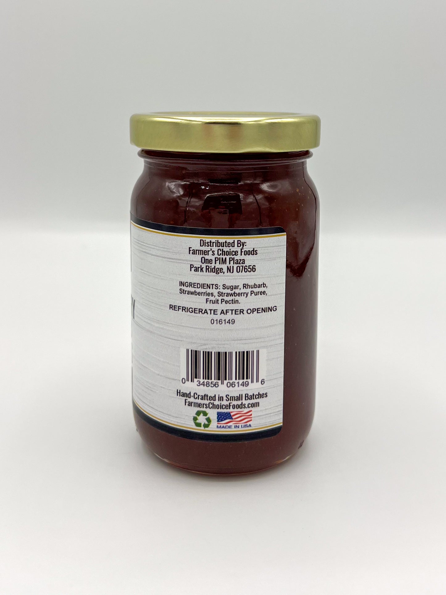 FARMER'S CHOICE 10 OZ STRAWBERRY RHUBARB PRESERVES