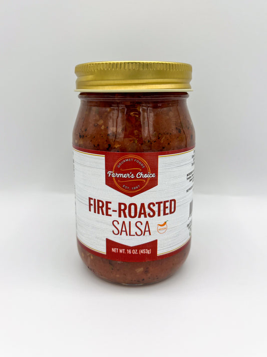 FARMER'S CHOICE 16 OZ MEDIUM FIRE-ROASTED SALSA