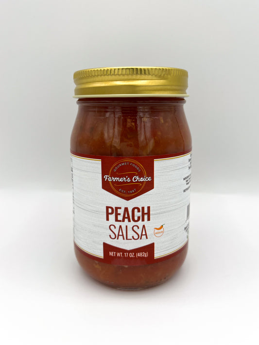 FARMER'S CHOICE 17 OZ MEDIUM PEACH SALSA
