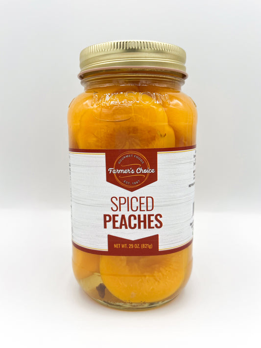 FARMER'S CHOICE 29 OZ SPICED PEACHES